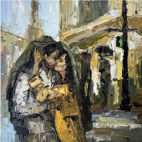 Kiss under the rain von Mariia Hyhar, Malerei kaufen auf Select