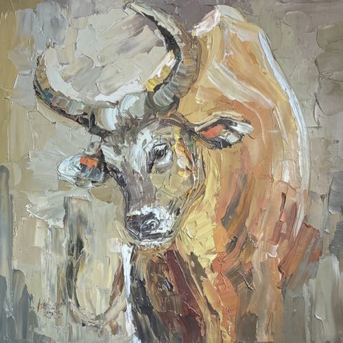 Golden cow von Mariia Hyhar, Malerei kaufen auf Select