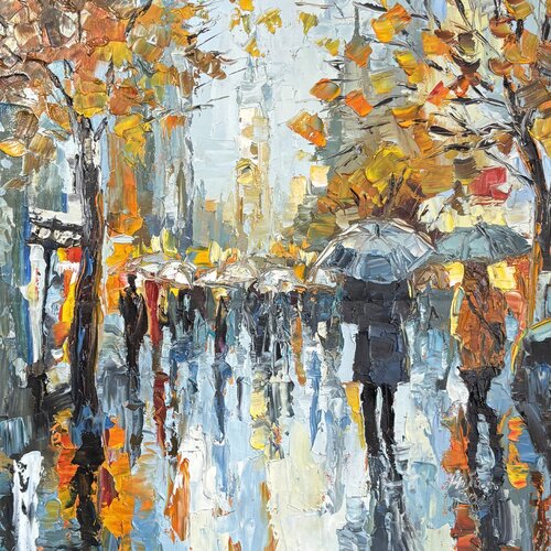 London umbrellas. Blue mood von Mariia Hyhar, Malerei kaufen auf Select