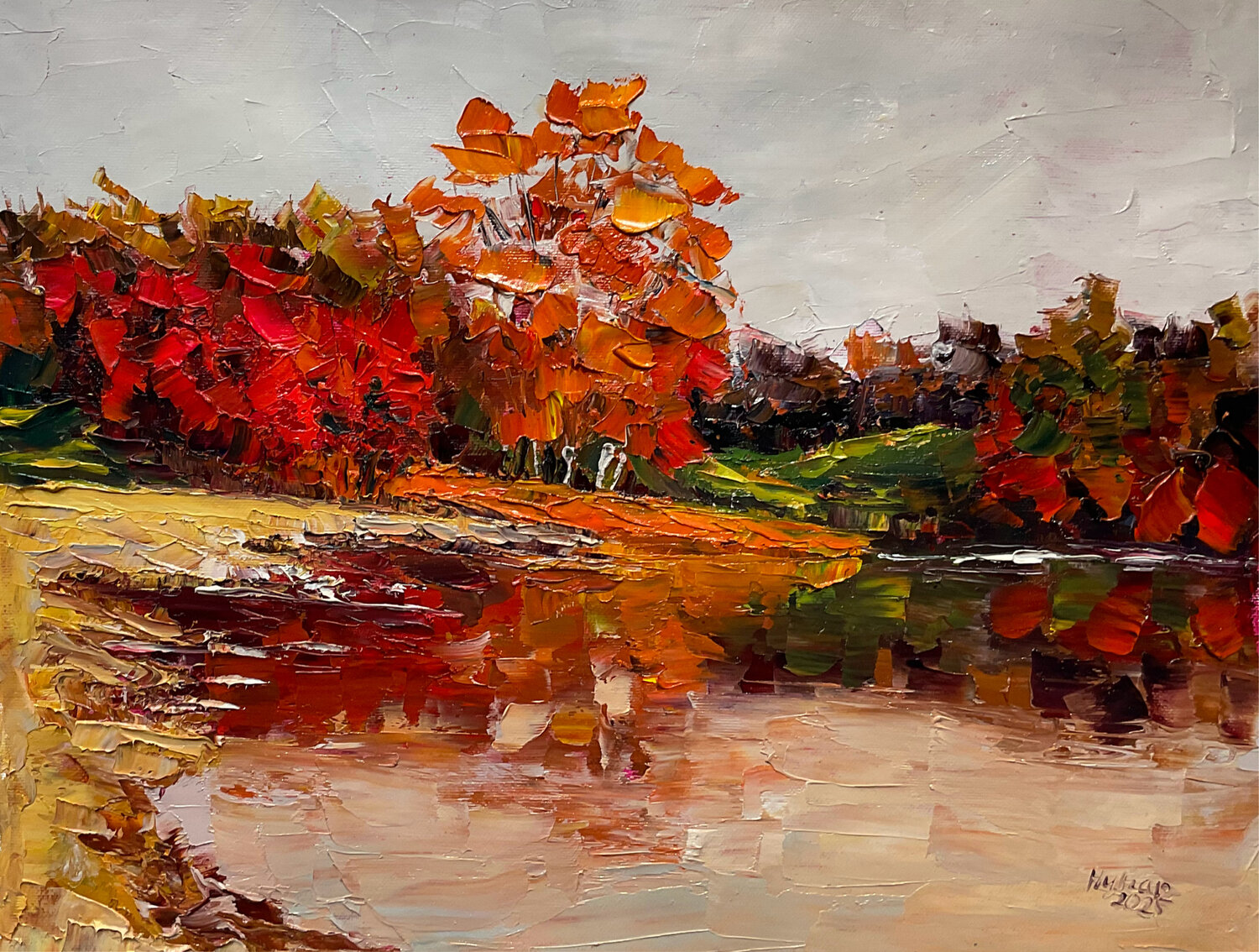Red Autumn Mariia Hyhar Original painting for sale