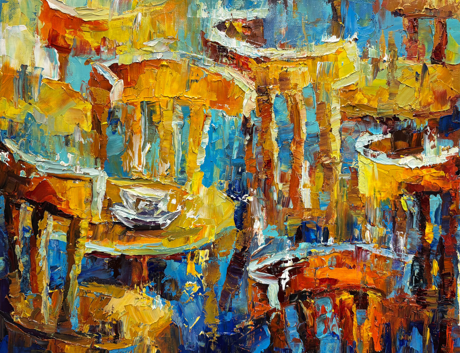 Coffee under the rain Mariia Hyhar Original painting for sale