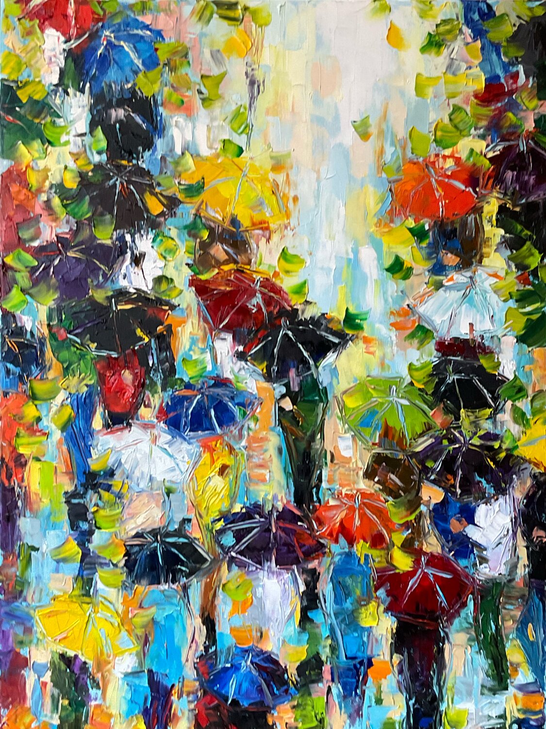 Spring umbrellas. Color mood Mariia Hyhar Original painting for sale