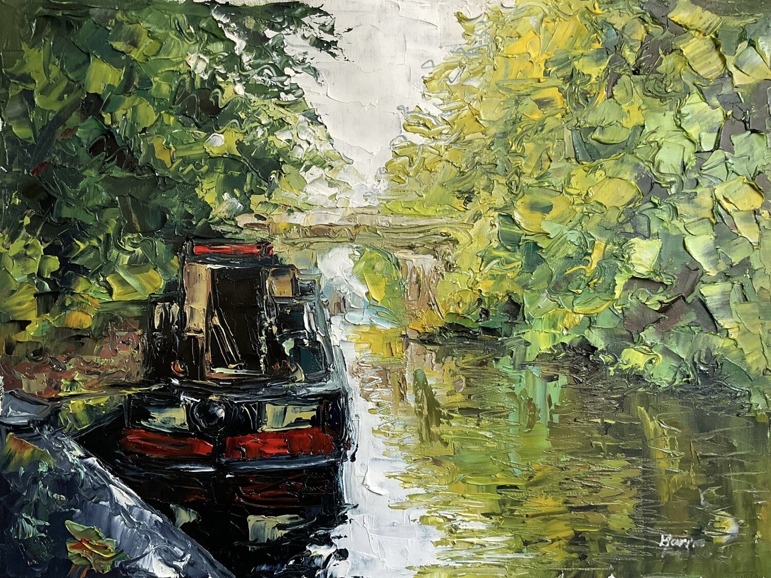 One day on a boat Mariia Hyhar Original painting for sale