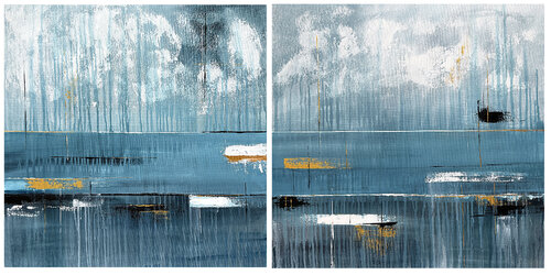 Azure Resonance diptych by Tatiana Malinovscaia, Painting for Sale on Select