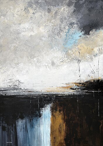 Large Abstract Landscape Painting | Silent Horizon Passage | Original Contemporary Acrylic Art 100 × 140 cm by Tatiana Malinovscaia, Painting for Sale on Select
