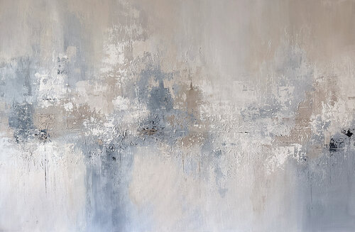 Echoes of Still Light- Large Neutral Abstract Painting by Tatiana Malinovscaia, Painting for Sale on Select