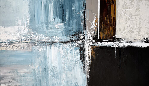 Oceanic Geometry Abstract Painting | Harbor of Quiet Geometry | Large Original Coastal Acrylic Art | 140 × 80 cm by Tatiana Malinovscaia, Painting for Sale on Select