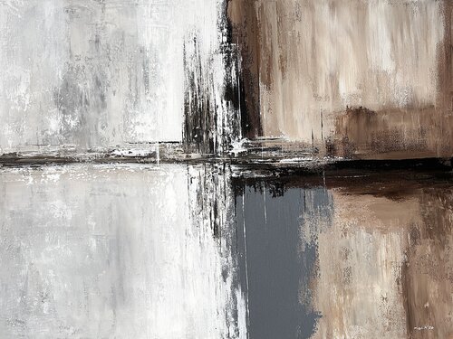 Stillpoint Structure – Large Neutral Abstract Painting | Beige Grey Brown Textured Acrylic Art | 120 × 90 cm by Tatiana Malinovscaia, Painting for Sale on Select