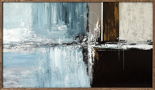 Harbor of Quiet Geometry | Framed Original Abstract Painting by Tatiana Malinovscaia, Painting for Sale on Select