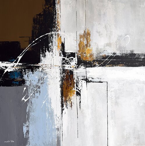 Lines of Becoming – Neutral Beige Abstract Painting | Geometric Textured Art von Tatiana Malinovscaia, Malerei kaufen auf Select
