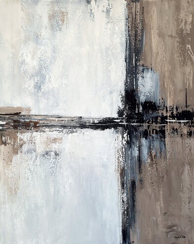 Between Light and Form – Neutral Beige Abstract Painting | Textured Contemporary Art von Tatiana Malinovscaia, Malerei kaufen auf Select