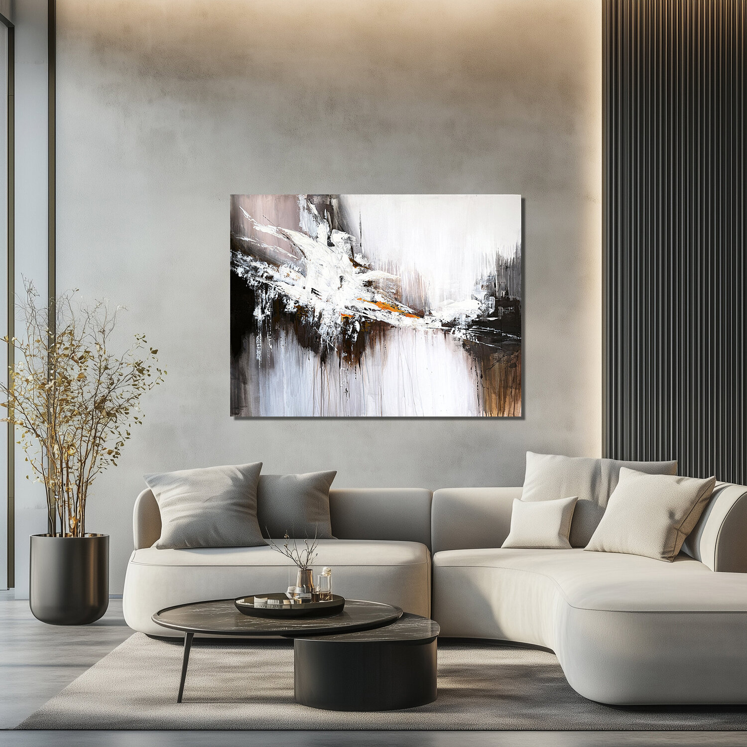 Where Light Begins to Rise – Large Neutral Blue Abstract Painting Textured Acrylic Canvas Art Tatiana Malinovscaia Original painting for sale