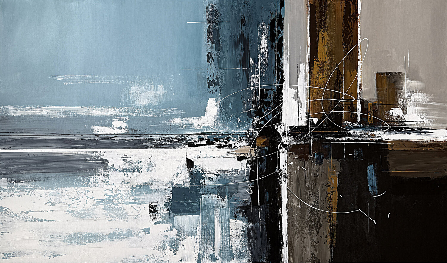 Between Pale Water and Earth – Modern Neutral Wall Art, Textured Acrylic Canvas with Ochre Brown Tones Tatiana Malinovscaia Original painting for sale