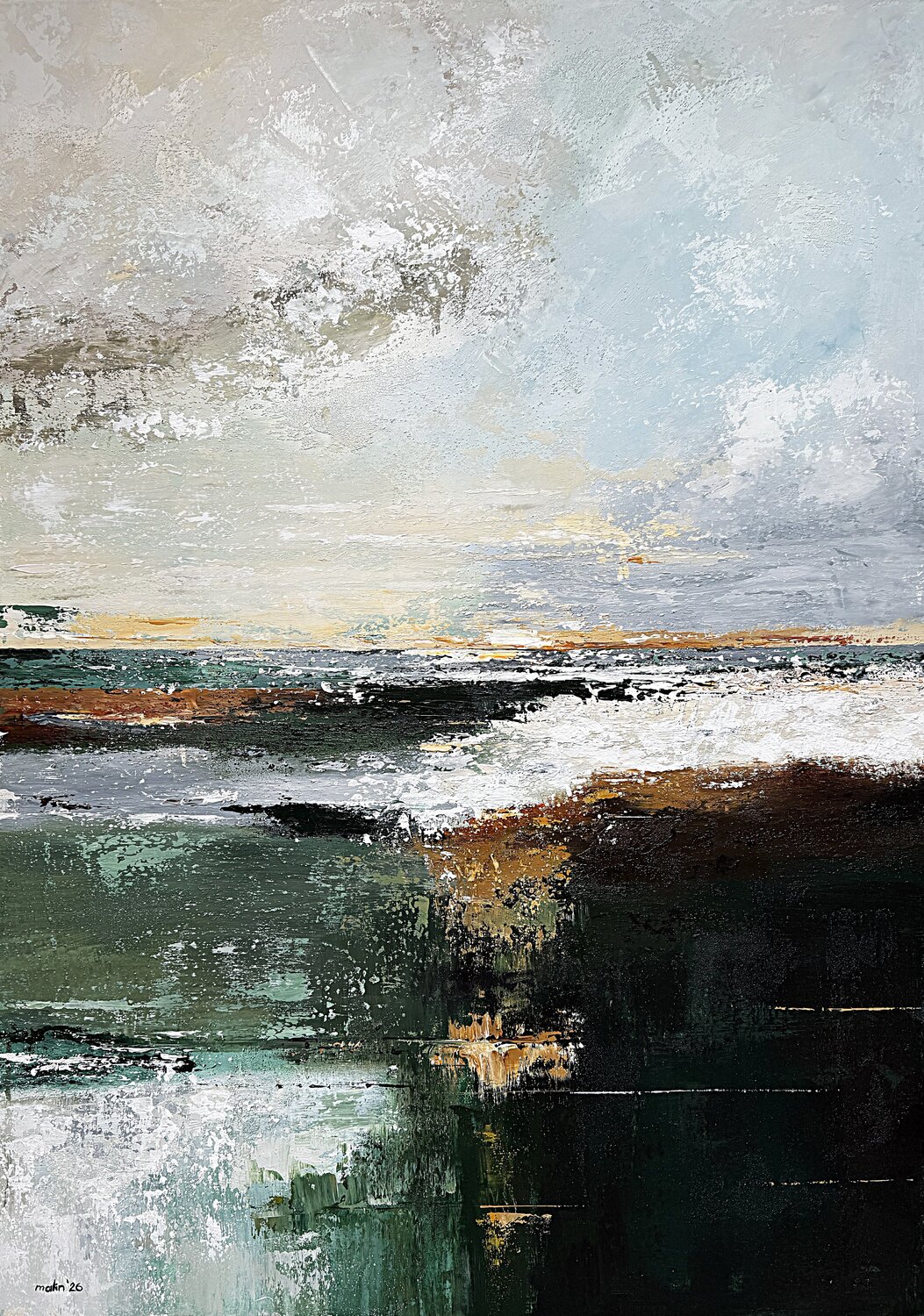 Emerald Air Beyond the Shore 120x85x2.5cm Tatiana Malinovscaia Original painting for sale