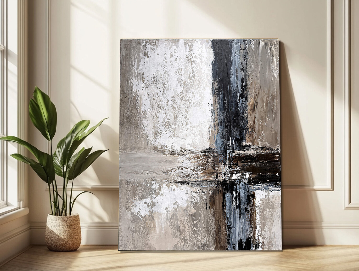 Layers of Emotion – Textured Abstract Painting, Beige and Grey Acrylic on Canvas, Modern Neutral Wall Art Tatiana Malinovscaia Original painting for sale
