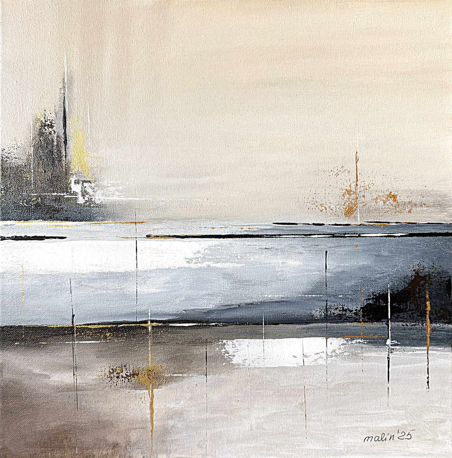 Held Between Light and Matter-40x40cm Tatiana Malinovscaia Original painting for sale