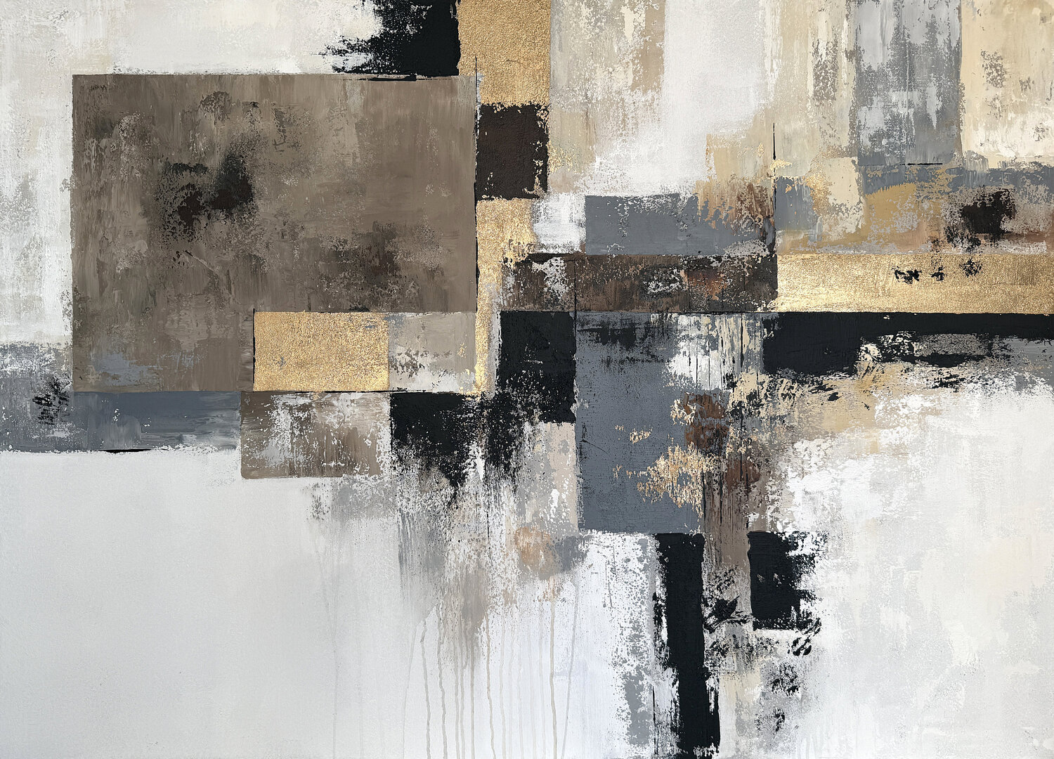 Large Neutral Abstract Painting | Golden Meridian | Original Textured Acrylic Canvas | Beige Grey Gold Wall Art | 140 × 100 cm Tatiana Malinovscaia Original painting for sale