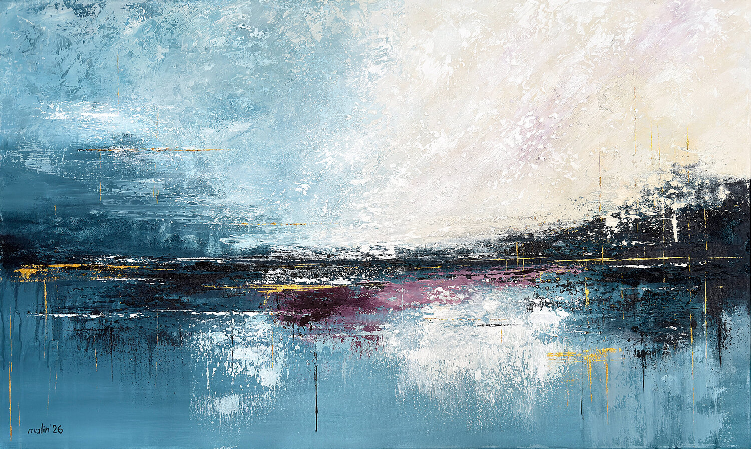 Where Daylight Meets Water – Blue Abstract Seascape Painting | Contemporary Landscape Art Tatiana Malinovscaia Original painting for sale