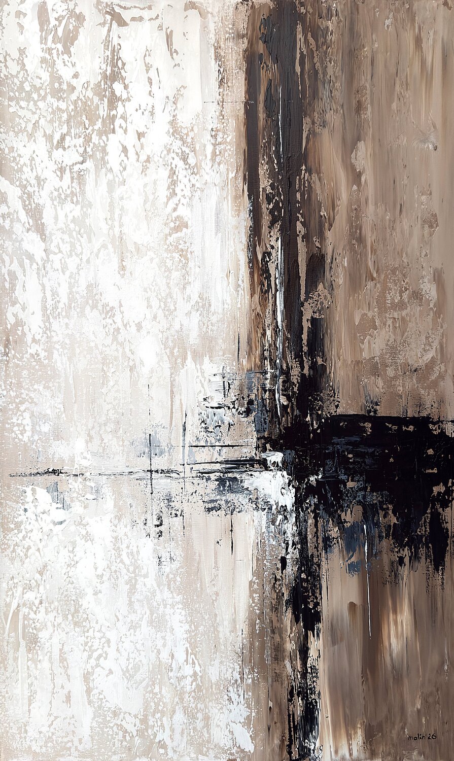 Quiet Architecture – Neutral Beige Abstract Painting | Textured Minimalist Art Tatiana Malinovscaia Original painting for sale