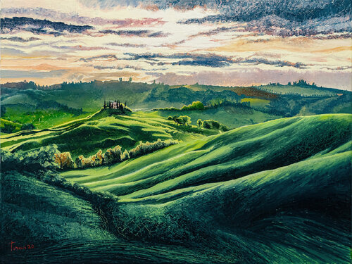 Sunrise in Tuscany by Lorenzo Turini, Painting for Sale on Select
