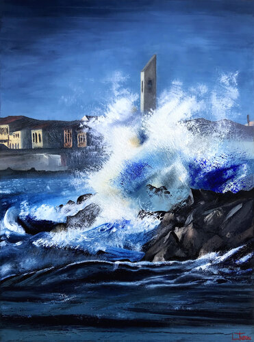 Tempesta a Marina di Pisa by Lorenzo Turini, Painting for Sale on Select
