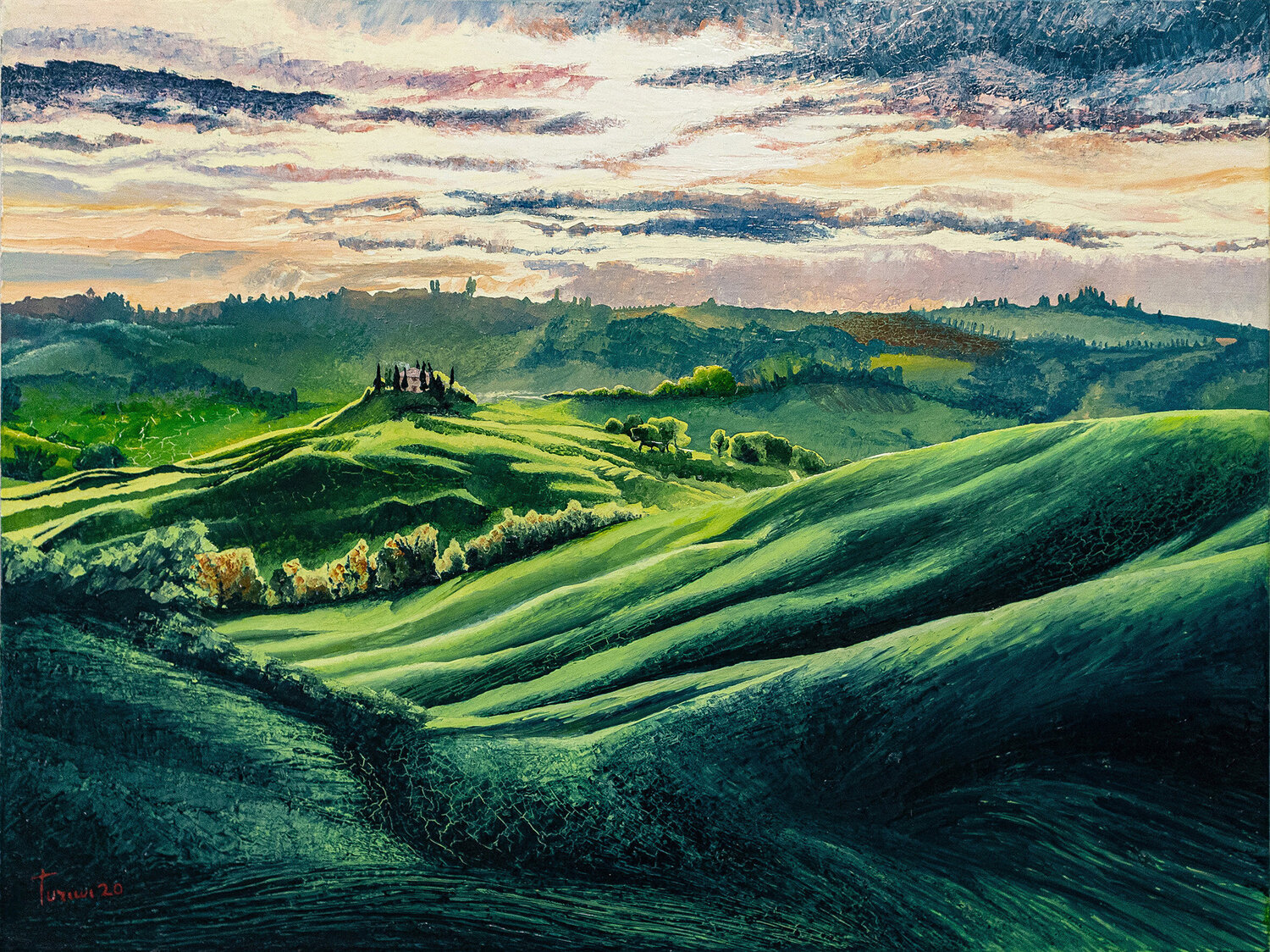 Sunrise in Tuscany Lorenzo Turini Original painting for sale