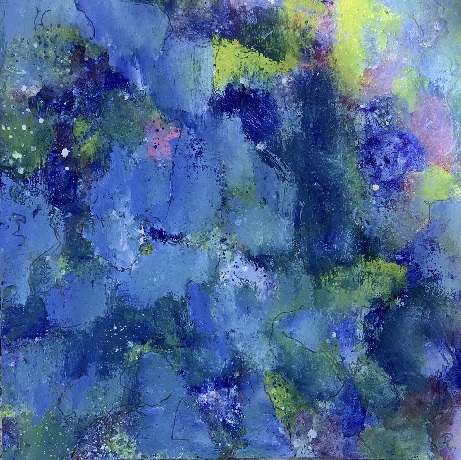Hortensien (Bild im HOLZRAHMEN) Suzan Reichert Original painting for sale