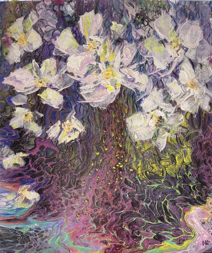 Golden Drops by Natalia Kutova, Painting for Sale on Select