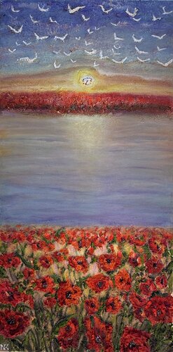 Meditation on Time. Landscape with a One-hand Watch. by Natalia Kutova, Painting for Sale on Select