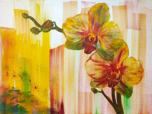 Yellow Ochidee by Driss Dahhan, Painting for Sale on Select