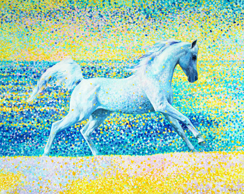 Sun splashes. Golden sand. Horse series by Andrei Sitsko, Painting for Sale on Select