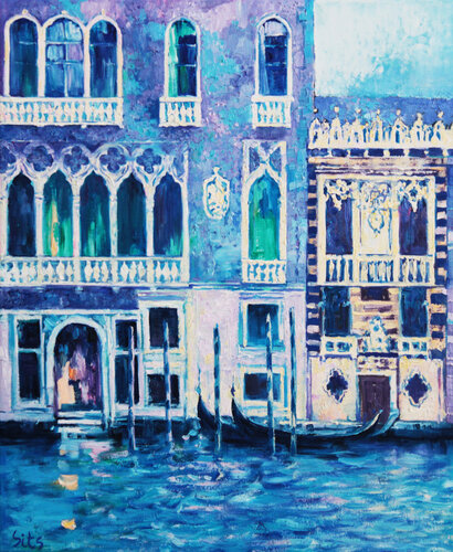 Blue Venice. Landscape series. by Andrei Sitsko, Painting for Sale on Select