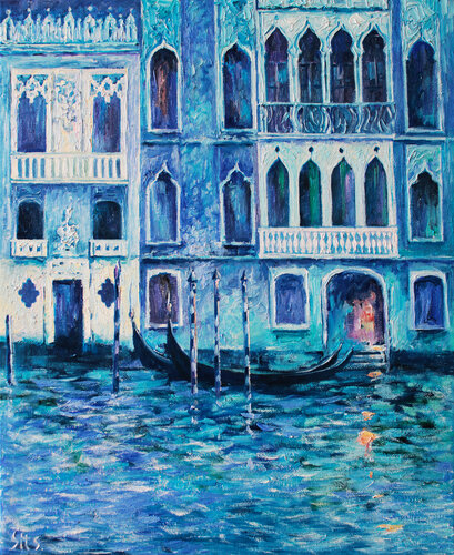 Blue Venice II. Landscape series. by Andrei Sitsko, Painting for Sale on Select