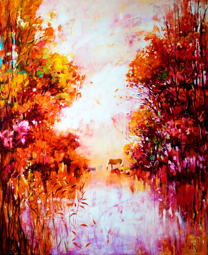 Trees by the Water III by Andrei Sitsko, Painting for Sale on Select