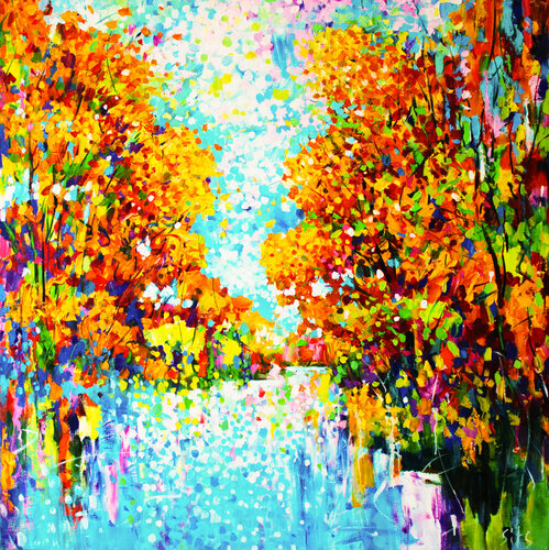 Trees by the water II by Andrei Sitsko, Painting for Sale on Select