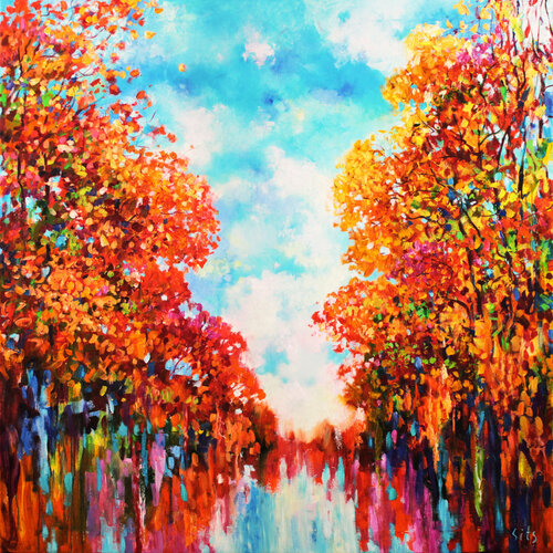 Trees by the Water V by Andrei Sitsko, Painting for Sale on Select