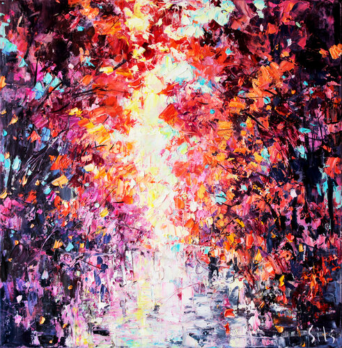 Water and leaves. by Andrei Sitsko, Painting for Sale on Select