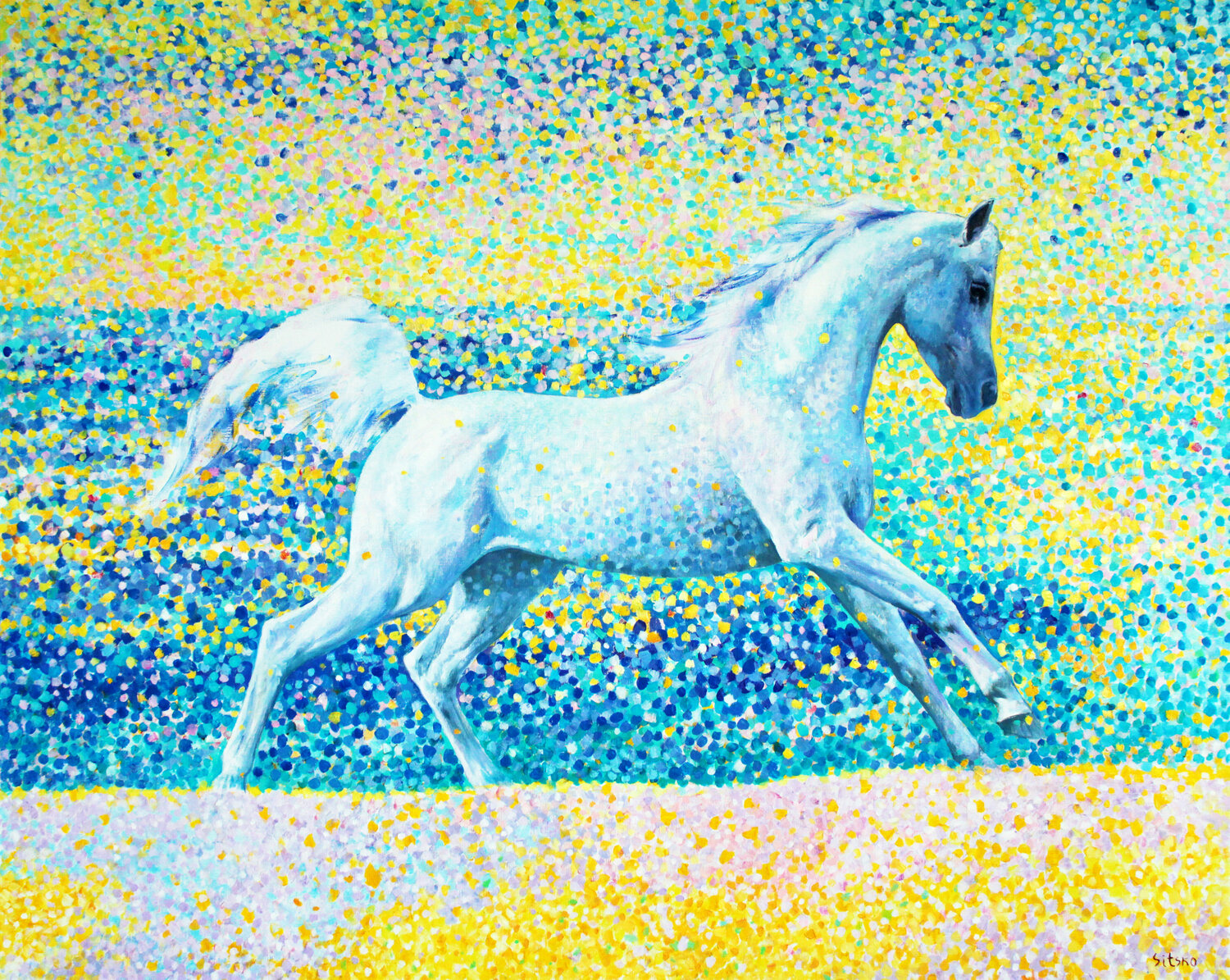 Sun splashes. Golden sand. Horse series Andrei Sitsko Original painting for sale