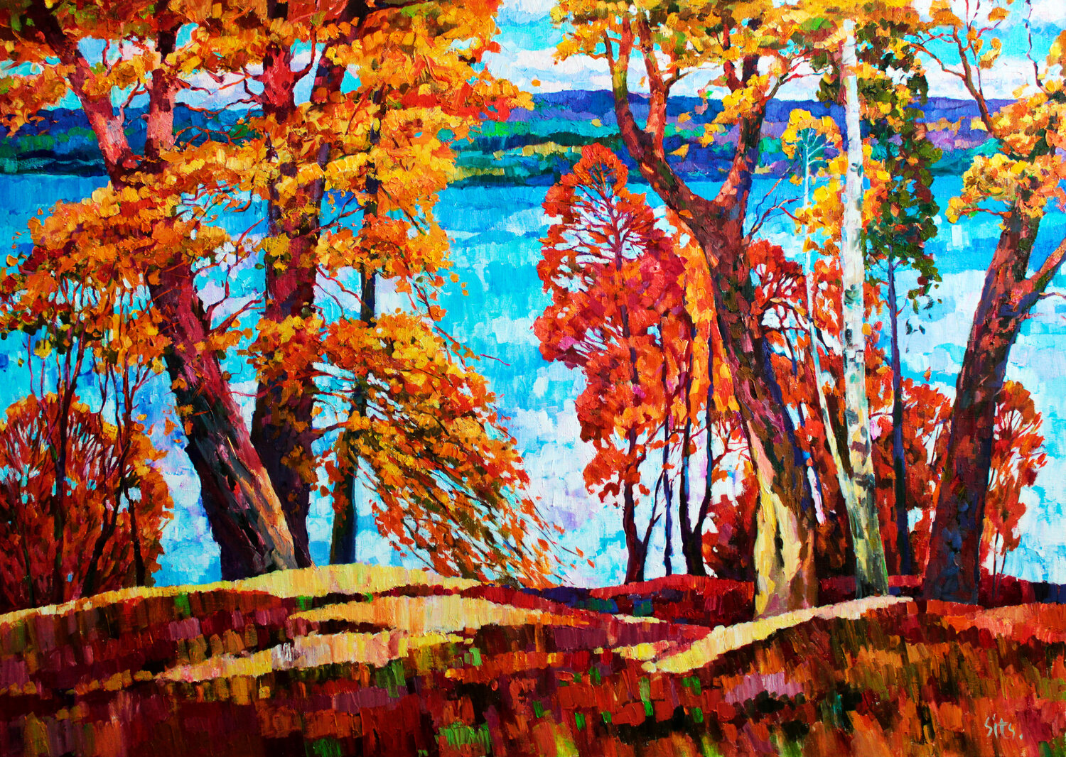 A big river. Landscape series Andrei Sitsko Original painting for sale