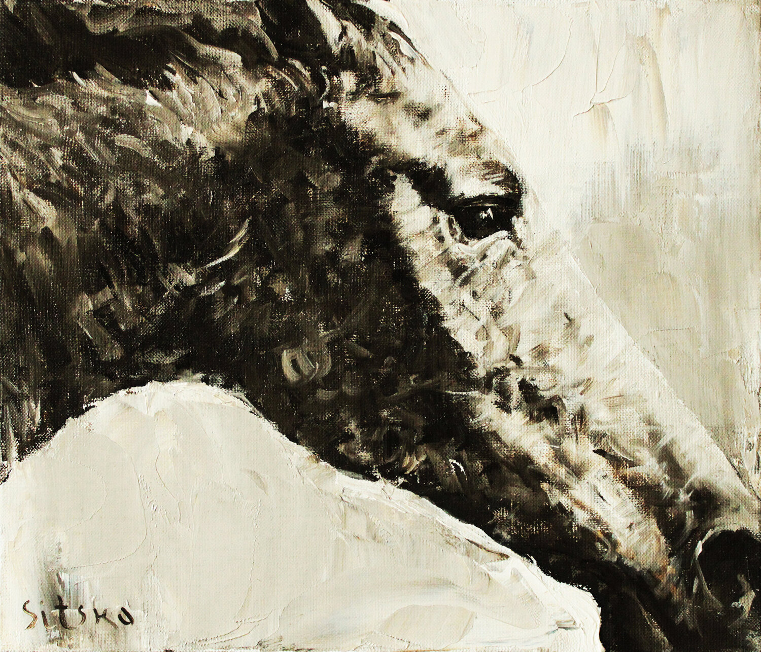 Black and White I. Horse series Andrei Sitsko Original painting for sale