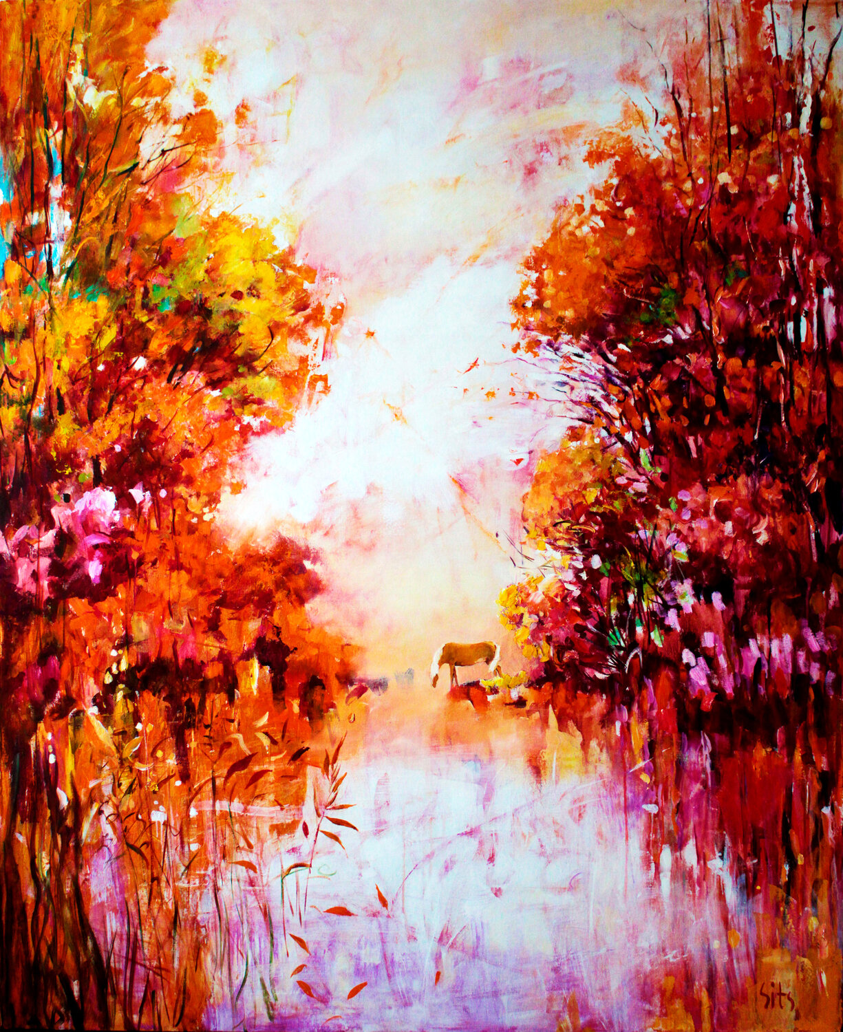Trees by the Water III Andrei Sitsko Original painting for sale