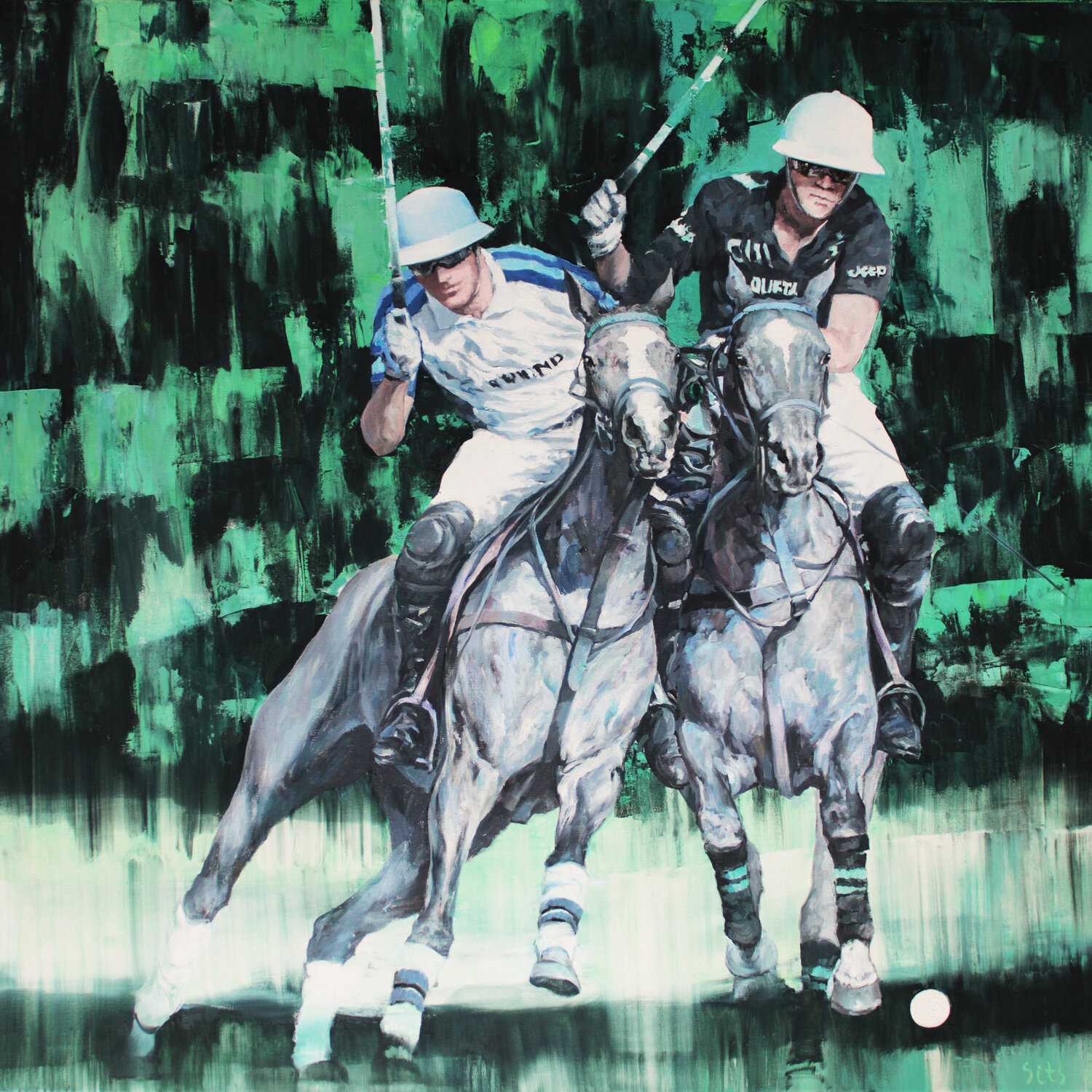 After the rain. Horse polo. Andrei Sitsko Original painting for sale