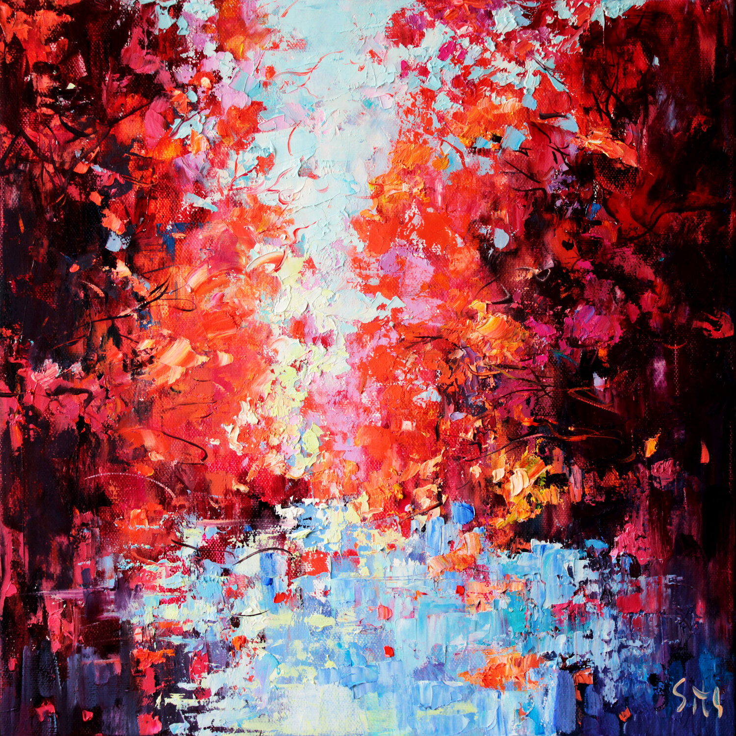 Water and leaves 2. Andrei Sitsko Original painting for sale
