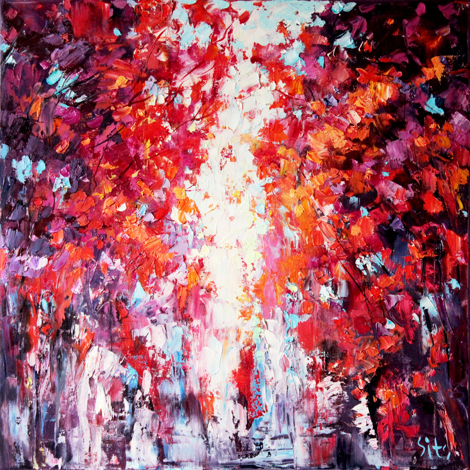 Water and leaves 3 Andrei Sitsko Original painting for sale