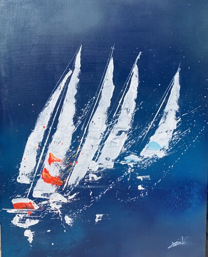Pas de quatre dans les embruns by Claire Morand, Painting for Sale on Select