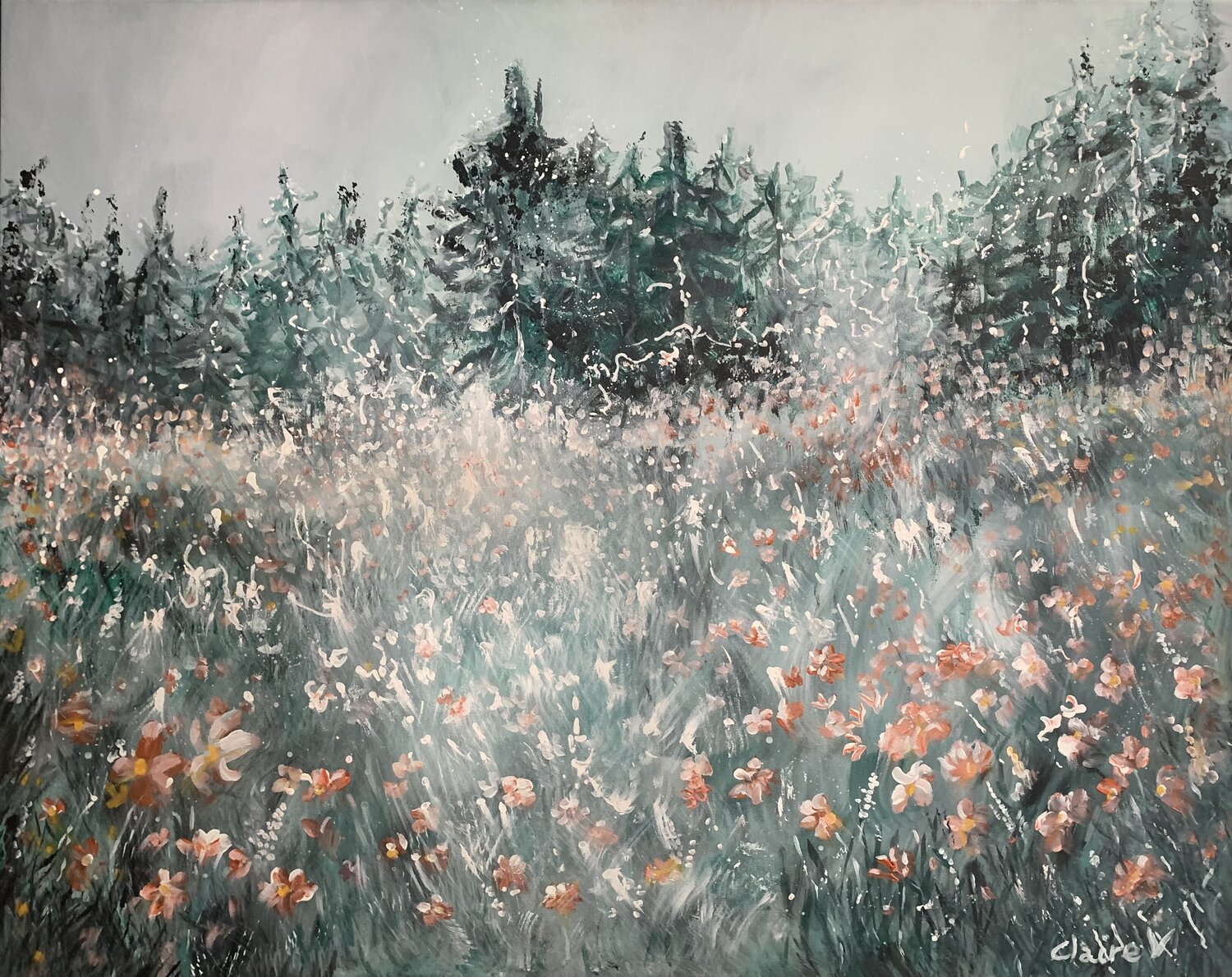 Le printemps en hiver Claire Morand Original painting for sale