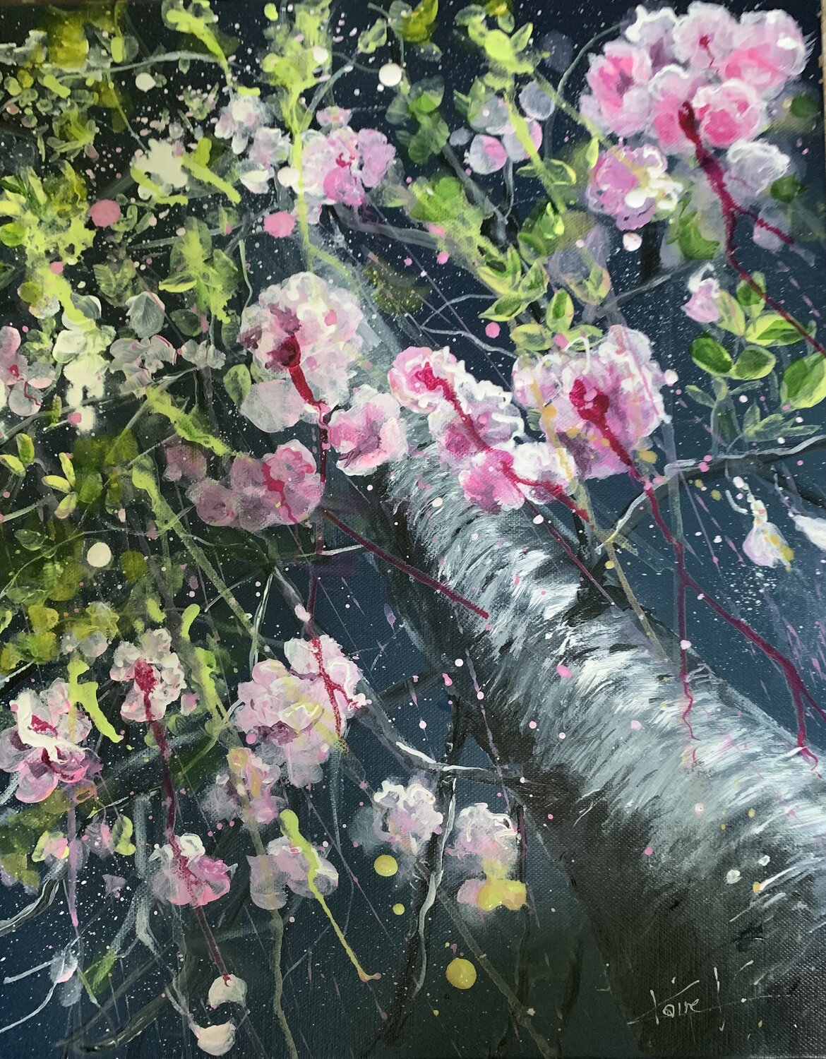 Efflorescence nocturne Claire Morand Original painting for sale