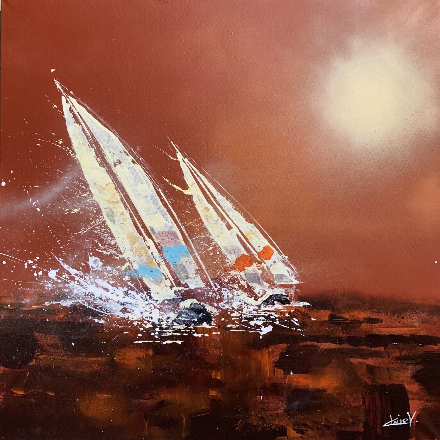 Course au couchant Claire Morand Original painting for sale