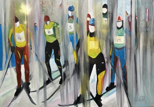 Wintersport by Nicola Quici, Painting for Sale on Select