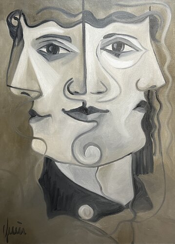 Drei Gesichter, (MER) Macht ,Erfolg, Reichtum by Nicola Quici, Painting for Sale on Select